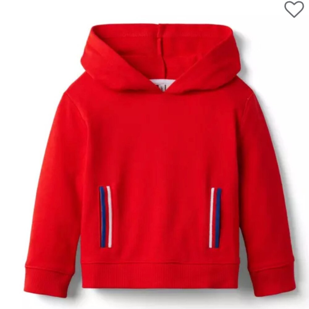 Janie and Jack - Striped Pocket Red Hooded Sweatshirt - 12-18m